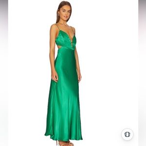 COPY - Bardot satin emerald green karlotta maxi dress, US size 4, like new